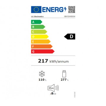 LG Ψυγειοκαταψύκτης 387lt Total NoFrost Υ203xΠ59.5xΒ68.2εκ. Λευκός GBV5240DSW LG Ψυγειοκαταψύκτης 387lt Total NoFrost Υ203xΠ59.5xΒ68.2εκ. Λευκός GBV5240DSW